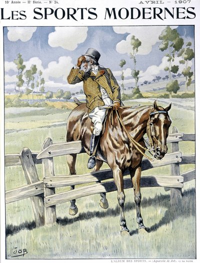 Andar a cavalo: "a avaria" - Aquarela de trabalho, vaca. em "desportos modernos" de pseudonym for Onfray de Breville Jacques Job