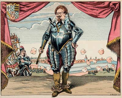 Ilustração retirada do livro "Le bon roy Henri", ilustrado por Jacques Marie Gaston Onfray de Breville dit JOB (1858-1931): Retrato de Charles de Lorraine (1554-1611), Duque de Mayenne, líder militar da Liga, inimigo de Henri IV - Colecção privada de pseudonym for Onfray de Breville Jacques Job
