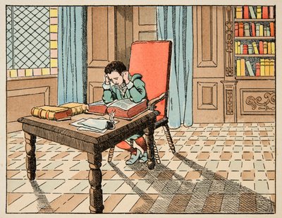 Ilustração retirada do livro "Le bon roy Henri", ilustrado por Jacques Marie Gaston Onfray de Breville dit JOB (1858-1931): A educação no século XVI: palestra de clássicos - Coleção particular de pseudonym for Onfray de Breville Jacques Job