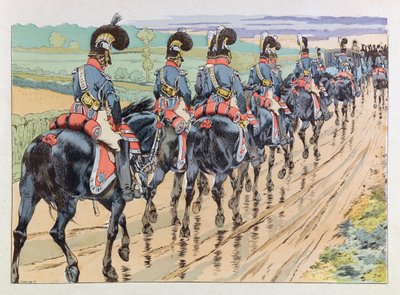 Jacques Marie Gaston Gaston Onfray de Breville dit JOB (1858 - 1931); Ilustração do livro "Les epees de France": Escolta Imperiale acompanhando Napoleão; Coll, Parte de pseudonym for Onfray de Breville Jacques Job