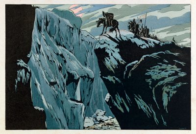 Jacques Marie Gaston Gaston Onfray de Breville dit JOB (1858 - 1931); Ilustração do livro "Les epees de France": Morte de Roland a Roncevaux em 778; Coll, Part. de pseudonym for Onfray de Breville Jacques Job