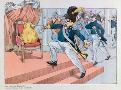 Jacques Marie Gaston Onfray de Breville dit JOB (1858 - 1931); Ilustração retirada do livro "Les epees de France": Louis philippe chasse du trone (O Sabre de Joseph Prudhomme "Este sabre é o dia mais bonito da minha vida. Vai servir-me para defender de pseudonym for Onfray de Breville Jacques Job