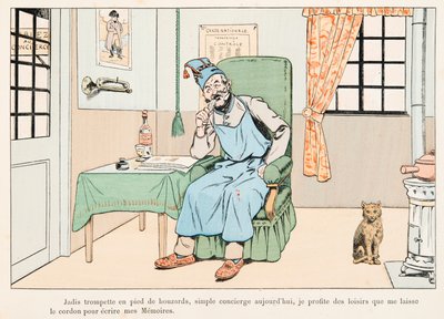 Jacques Marie Gaston Onfroy de Breville dit JOB (1858-1931) - Meio Equilíbrio Escrevendo Memórias, Coleção Privada de pseudonym for Onfray de Breville Jacques Job