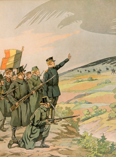 Jacques Marie Gaston Onfroy de Breville dit JOB (1858-1931) - História da Bélgica: O Rei Alberto (1875 - 1934) e o exército belga enfrentam a invasão alemã durante a Primeira Guerra Mundial, Colecção Privada de pseudonym for Onfray de Breville Jacques Job