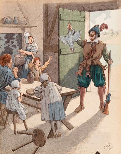 Jacques Marie Gaston Gaston Onfroy de Breville dit JOB (1858-1931) - A galinha-erva na época de Henri IV (1553-1610), Colecção privada de pseudonym for Onfray de Breville Jacques Job