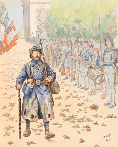 Jacques Marie Gaston Onfroy de Breville dit JOB (1858-1931) - Le triumphe du poilu (alegoria dos militares franceses em homenagem aos peludos), Privee de Collection de pseudonym for Onfray de Breville Jacques Job