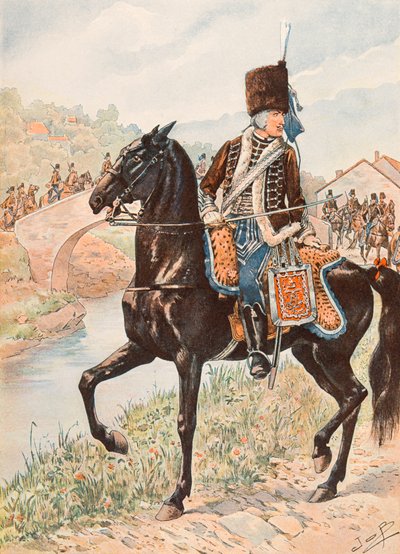 Jacques Marie Gaston Gaston Onfroy de Breville dit JOB (1858-1931) - Forfait das tropas francesas em todos os momentos: Coronel dos Hussardos de Chamborant (1784), Coleção Privada de pseudonym for Onfray de Breville Jacques Job