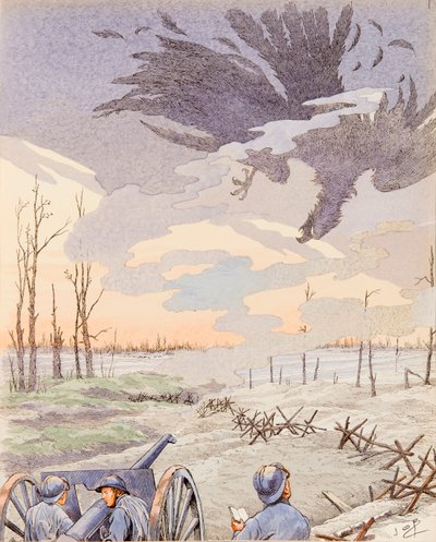 Jacques Marie Gaston Onfroy de Breville dit JOB (1858-1931) - Os 75 canhões (alegoria dos 75 canhões que atiraram na águia alemã durante a Primeira Guerra Mundial), Coleção Particular de pseudonym for Onfray de Breville Jacques Job