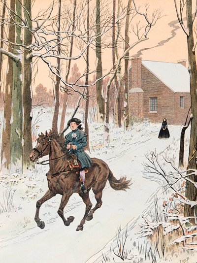 Jacques Marie Gaston Onfroy de Breville dit JOB (1858-1931) - O jovem George Washington (1732 - 1799) deixou a casa da família em 1740 para a Old Field School, Private Collection de pseudonym for Onfray de Breville Jacques Job