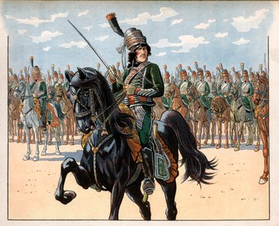 Joachim Murat (1767-1815) depois coronel durante a campanha italiana. Gravura de Jacques Marie Gaston Onfray de Breville dit Job (1858-1931) de pseudonym for Onfray de Breville Jacques Job