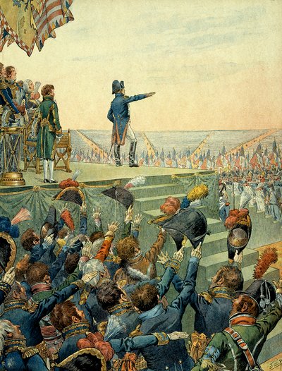 Napoleão I Bonaparte (1769-1821) distribuindo as cruzes da Legião de Honra ao exército do campo militar de Boulogne em 16 de agosto de pseudonym for Onfray de Breville Jacques Job