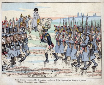 Napoleão olha para o último contingente do exército na zona rural francesa perto de Reims, 16 de março de pseudonym for Onfray de Breville Jacques Job