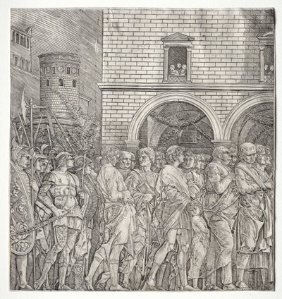 Os triunfos de César: Os senadores de school of Andrea Mantegna