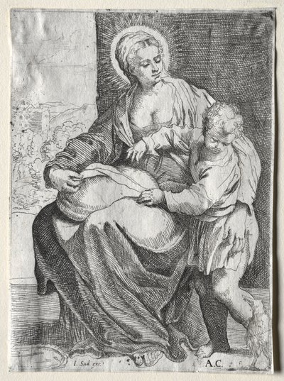 Madonna com o corvo branco de school of Annibale Carracci