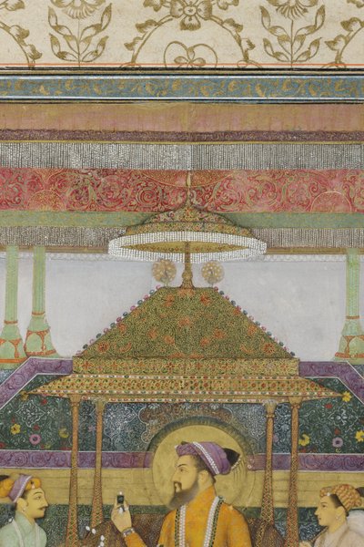 Detalhe do Imperador Shah Jahan no Trono do Pavão, 1640 (wc opaco e ouro sobre papel) de son of Aqa Riza Abid