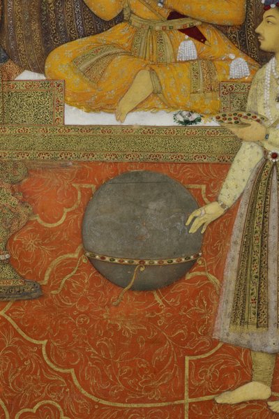 Detalhe do Imperador Shah Jahan no Trono do Pavão, 1640 (wc opaco e ouro sobre papel) de son of Aqa Riza Abid
