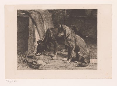 Dois cães numa armadilha para ratos de van den Eyken (attributed to)