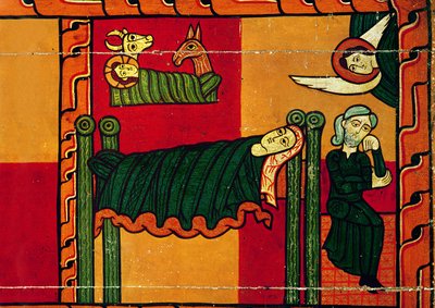 A Natividade, painel lateral de um retábulo, catalão (óleo sobre painel de madeira) de Spanish School