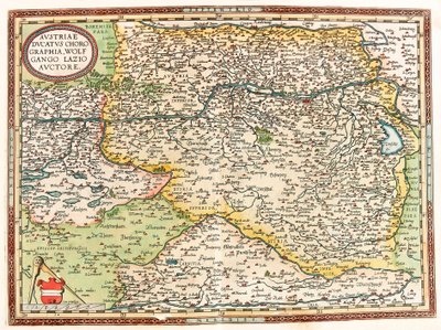 Áustria Ducatus Chorographia Wolfgango Lazio Auctore Mapa geográfico do ...