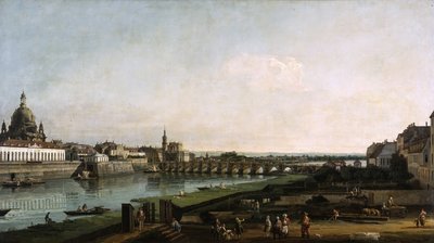 Dresden da Margem Direita do Elba, acima do Augustusbrücke de Bernardo Bellotto