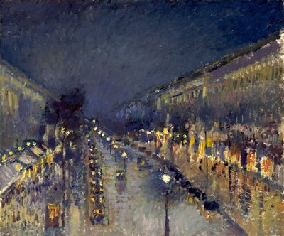 O Boulevard Montmartre à noite de Camille Jacob Pissarro
