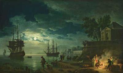 Noite: um porto ao luar, 1748 de Claude Joseph Vernet