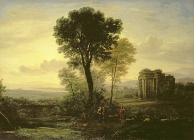 Manhã (Paisagem com Jacob, Rachel e Leah junto ao Poço), 1666 de Claude Lorrain