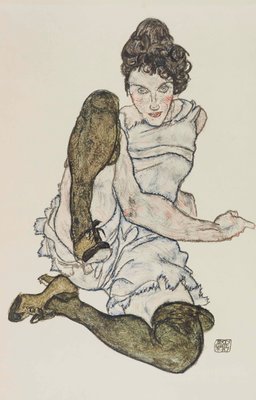 Mulher sentada com joelhos dobrados, 1917