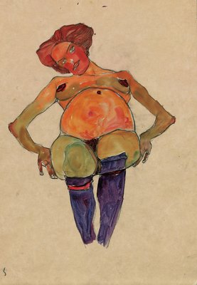 Mulher sentada com joelhos dobrados, 1917