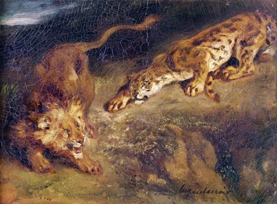 Tigre e leão de Ferdinand Victor Eugene Delacroix