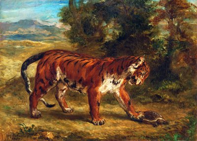Tigre com Tartaruga, 1862 de Ferdinand Victor Eugene Delacroix