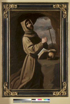 São Francisco em oração em uma gruta, 1650-55 de Francisco de Zurbaran