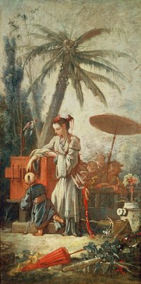 Curiosidade chinesa, estudo para um desenho de tapeçaria, c.1742 de François Boucher