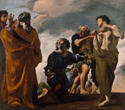 Moisés e os mensageiros de Canaã de Giovanni Lanfranco
