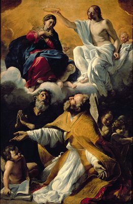 A coroação da Virgem com SS. Guilherme de Aquitânia e Agostinho de Giovanni Lanfranco