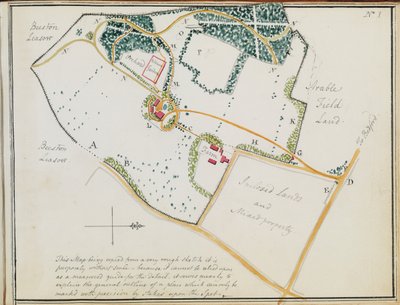 Mapa de "Red Books", para "Mogenhanger in Bedfordshire, a Seat of Godfrey Thornton Esq.", 1792 de Humphry Repton