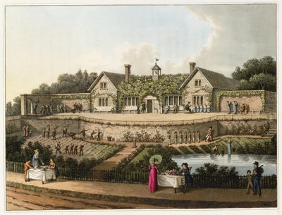 A casa de trabalho, de "fragmentos na teoria e na prática da jardinagem de paisagem", bar. 1816 de Humphry Repton