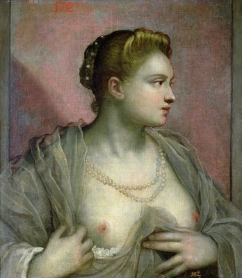 Retrato de uma mulher revelando os seios, c.1570 de Jacopo          Robusti Tintoretto