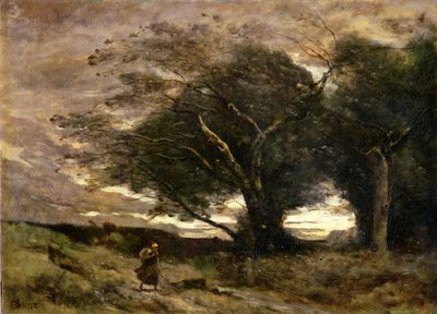 Gust do vento, 1866 de Jean Baptiste Camille Corot