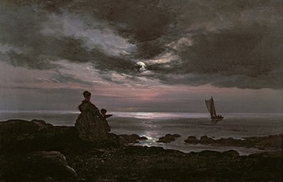 Mãe e filho à beira-mar, 1840 de Johan Christian Dahl
