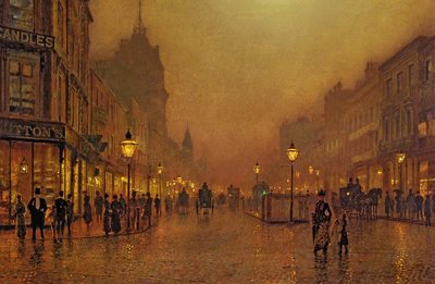 Uma rua à noite de John Atkinson Grimshaw