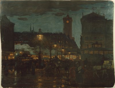 Alexander Square, Berlim, à noite, 1895 de Karl Langhammer