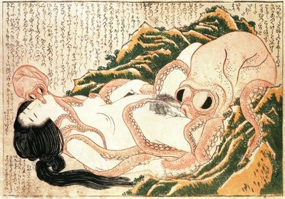 O sonho da esposa do pescador por Katsushika Hokusai