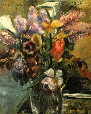 Tulipas, lilás e callan de Lovis Corinth