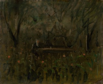 No jardim atrás da mesa de Laszlo Mednyanszky