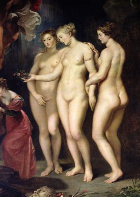 O Ciclo Médici: Educação de Maria de Médicis, detalhe das Três Graças, 1621-25 de Peter Paul Rubens
