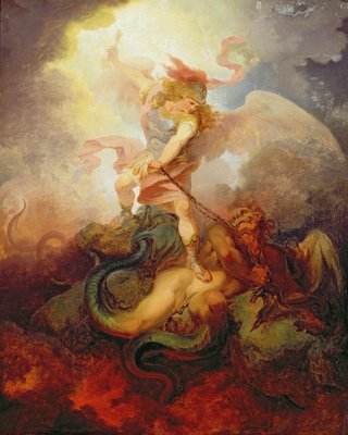 O anjo que liga Satanás, c.1797 de Philippe Jacques de Loutherbourg