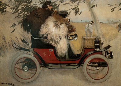 Ramon Casas e Pere Romeu em um automóvel de Ramon Casas i Carbo