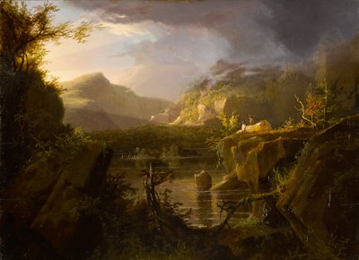 Paisagem Romântica, c.1826 (óleo sobre painel de madeira) de Thomas Cole