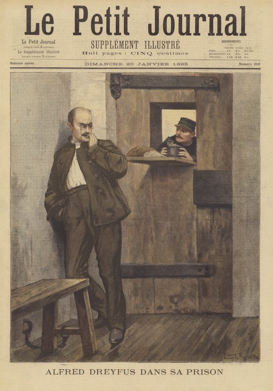Alfred Dreyfus em sua cela de prisão de French School